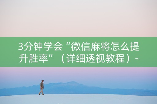 3分钟学会“微信麻将怎么提升胜率”（详细透视教程）-哔哩哔哩