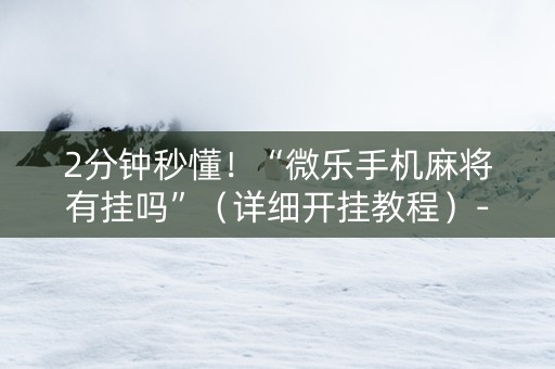 2分钟秒懂！“微乐手机麻将有挂吗”（详细开挂教程）-哔哩哔哩