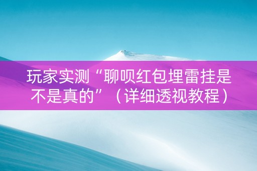 玩家实测“聊呗红包埋雷挂是不是真的”（详细透视教程）-哔哩哔哩