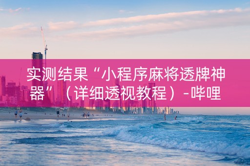 实测结果“小程序麻将透牌神器”（详细透视教程）-哔哩哔哩
