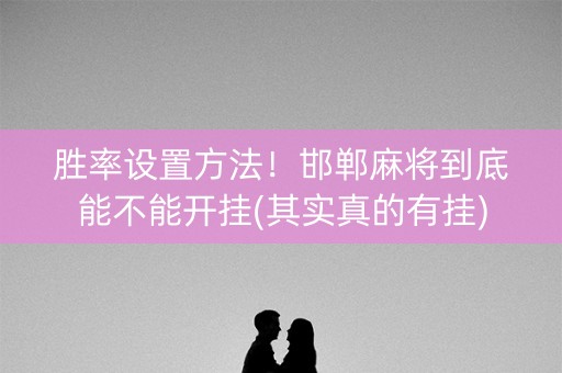 胜率设置方法！邯郸麻将到底能不能开挂(其实真的有挂)