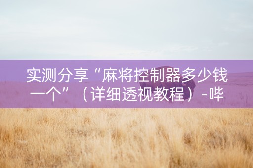 实测分享“麻将控制器多少钱一个”（详细透视教程）-哔哩哔哩