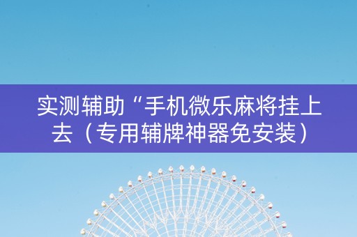 实测辅助“手机微乐麻将挂上去（专用辅牌神器免安装）