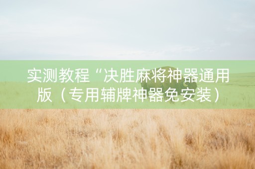 实测教程“决胜麻将神器通用版（专用辅牌神器免安装）