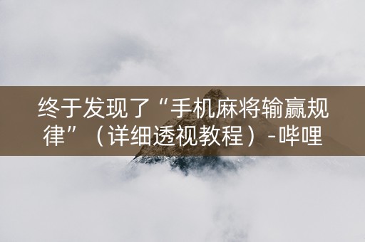 终于发现了“手机麻将输赢规律”（详细透视教程）-哔哩哔哩