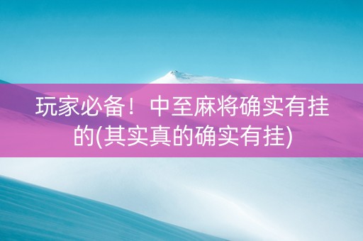 玩家必备！中至麻将确实有挂的(其实真的确实有挂)