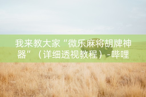 我来教大家“微乐麻将胡牌神器”（详细透视教程）-哔哩哔哩
