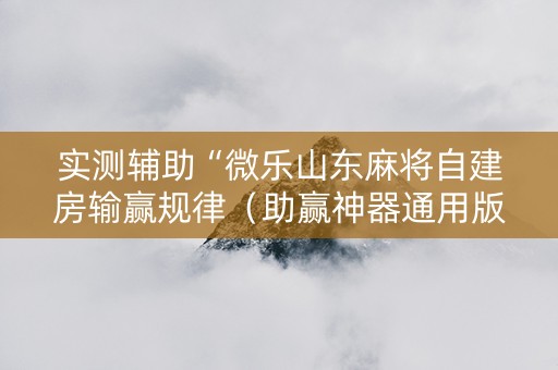 实测辅助“微乐山东麻将自建房输赢规律（助赢神器通用版）