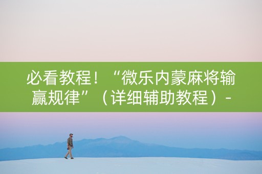 必看教程！“微乐内蒙麻将输赢规律”（详细辅助教程）-哔哩哔哩