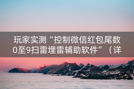 玩家实测“控制微信红包尾数0至9扫雷埋雷辅助软件”（详细透视教程）-哔哩哔哩