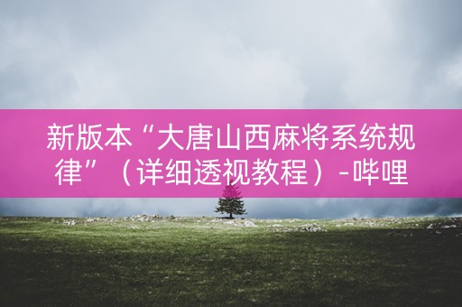 新版本“大唐山西麻将系统规律”（详细透视教程）-哔哩哔哩
