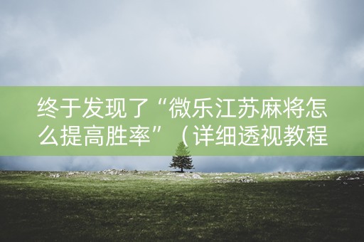 终于发现了“微乐江苏麻将怎么提高胜率”（详细透视教程）-哔哩哔哩