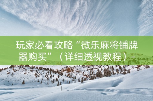 玩家必看攻略“微乐麻将铺牌器购买”（详细透视教程）-哔哩哔哩