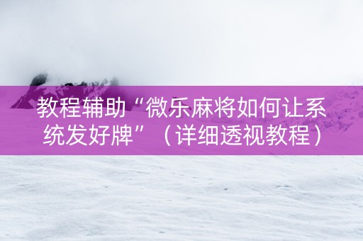 教程辅助“微乐麻将如何让系统发好牌”（详细透视教程）-哔哩哔哩