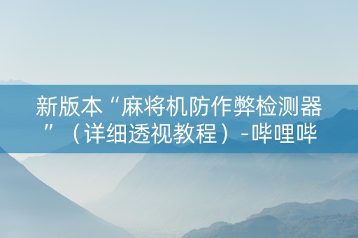 新版本“麻将机防作弊检测器”（详细透视教程）-哔哩哔哩