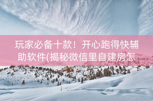 玩家必备十款！开心跑得快辅助软件(揭秘微信里自建房怎么赢)