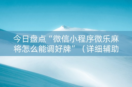 今日盘点“微信小程序微乐麻将怎么能调好牌”（详细辅助教程）-哔哩哔哩