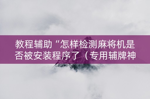 教程辅助“怎样检测麻将机是否被安装程序了（专用辅牌神器免安装）