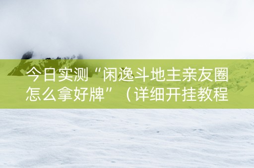 今日实测“闲逸斗地主亲友圈怎么拿好牌”（详细开挂教程）-哔哩哔哩