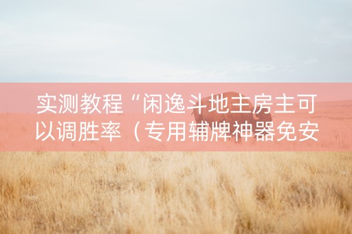 实测教程“闲逸斗地主房主可以调胜率（专用辅牌神器免安装）