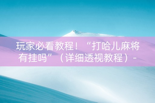 玩家必看教程！“打哈儿麻将有挂吗”（详细透视教程）-哔哩哔哩