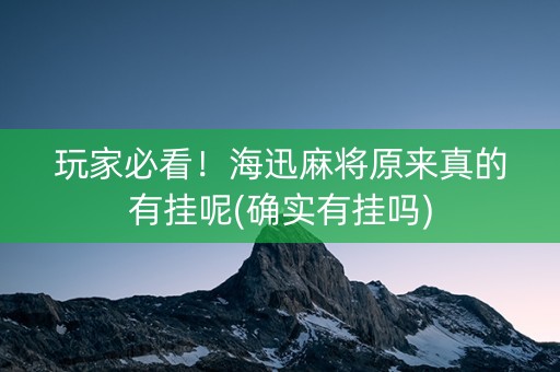玩家必看！海迅麻将原来真的有挂呢(确实有挂吗)