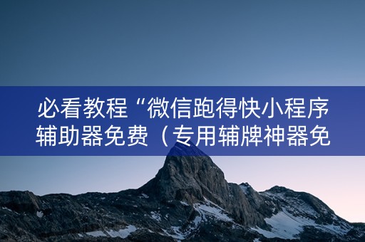 必看教程“微信跑得快小程序辅助器免费（专用辅牌神器免安装）
