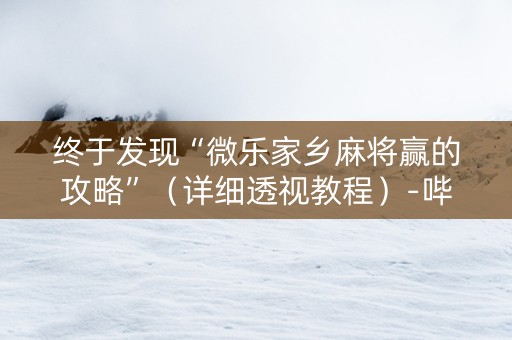 终于发现“微乐家乡麻将赢的攻略”（详细透视教程）-哔哩哔哩