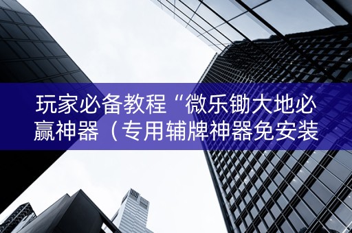 玩家必备教程“微乐锄大地必赢神器（专用辅牌神器免安装）