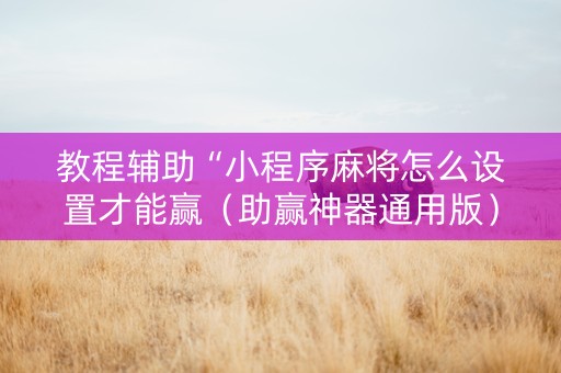 教程辅助“小程序麻将怎么设置才能赢（助赢神器通用版）