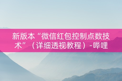 新版本“微信红包控制点数技术”（详细透视教程）-哔哩哔哩