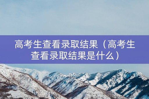 高考生查看录取结果（高考生查看录取结果是什么）