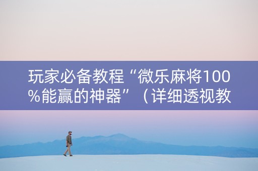 玩家必备教程“微乐麻将100%能赢的神器”（详细透视教程）-哔哩哔哩