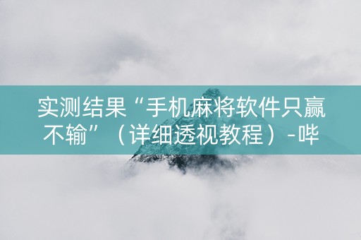 实测结果“手机麻将软件只赢不输”（详细透视教程）-哔哩哔哩