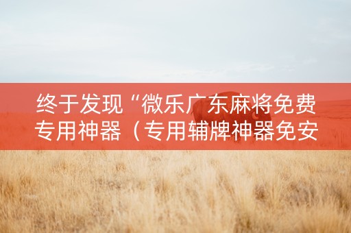 终于发现“微乐广东麻将免费专用神器（专用辅牌神器免安装）