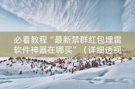 必看教程“最新禁群红包埋雷软件神器在哪买”（详细透视教程）-哔哩哔哩