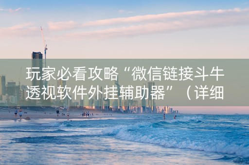 玩家必看攻略“微信链接斗牛透视软件外挂辅助器”（详细透视教程）-哔哩哔哩