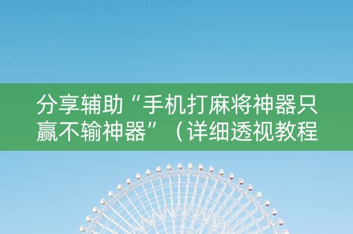 分享辅助“手机打麻将神器只赢不输神器”（详细透视教程）-哔哩哔哩