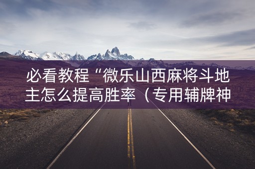 必看教程“微乐山西麻将斗地主怎么提高胜率（专用辅牌神器免安装）