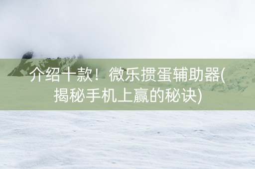 介绍十款！微乐掼蛋辅助器(揭秘手机上赢的秘诀)