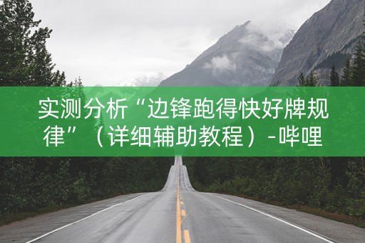 实测分析“边锋跑得快好牌规律”（详细辅助教程）-哔哩哔哩