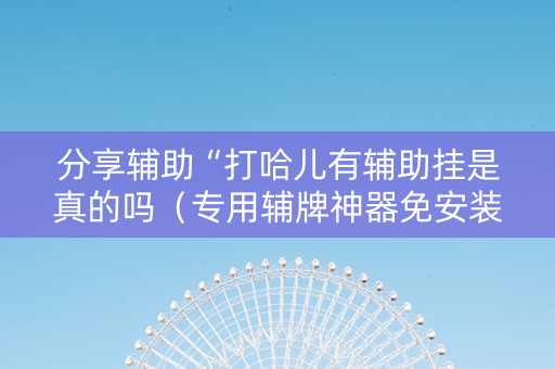 分享辅助“打哈儿有辅助挂是真的吗（专用辅牌神器免安装）