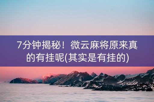 7分钟揭秘！微云麻将原来真的有挂呢(其实是有挂的)