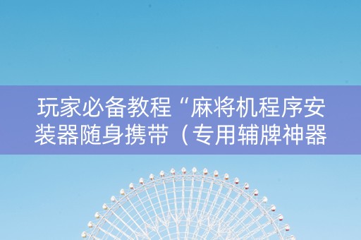 玩家必备教程“麻将机程序安装器随身携带（专用辅牌神器免安装）