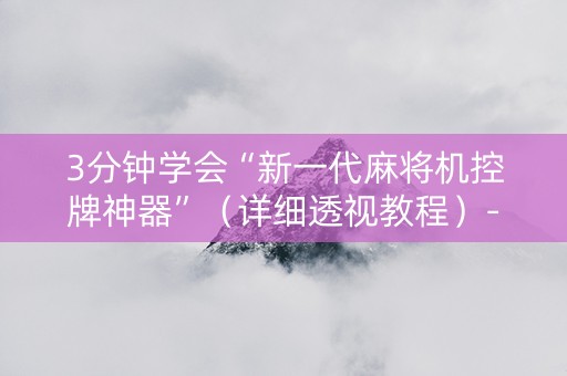 3分钟学会“新一代麻将机控牌神器”（详细透视教程）-哔哩哔哩