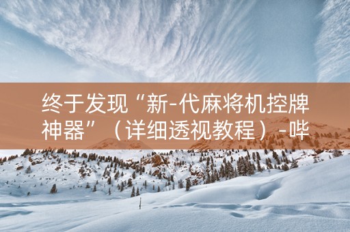 终于发现“新-代麻将机控牌神器”（详细透视教程）-哔哩哔哩