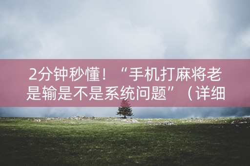 2分钟秒懂！“手机打麻将老是输是不是系统问题”（详细辅助教程）-哔哩哔哩