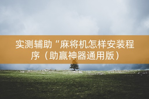 实测辅助“麻将机怎样安装程序（助赢神器通用版）
