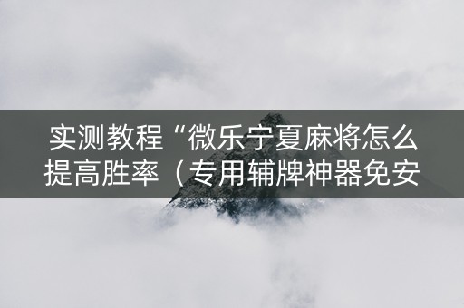 实测教程“微乐宁夏麻将怎么提高胜率（专用辅牌神器免安装）