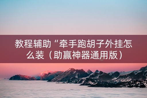 教程辅助“牵手跑胡子外挂怎么装（助赢神器通用版）